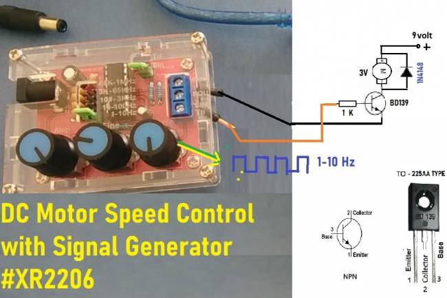 DC Motor Speed ​​control with Signal Generator