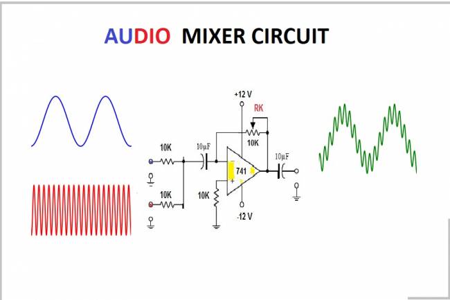 How to make an audio mixer with LM741?