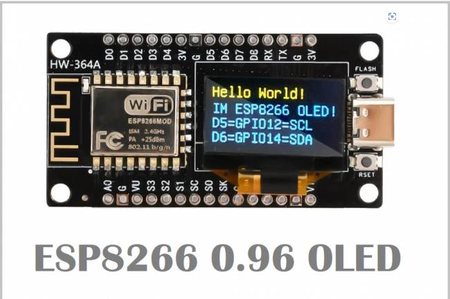 0.96 Inch OLED Display with NodeMCU ESP8266 Development Board
