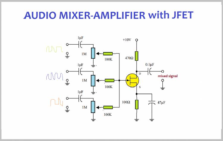 JFET ile Mikser/Amplifikatör Devresi